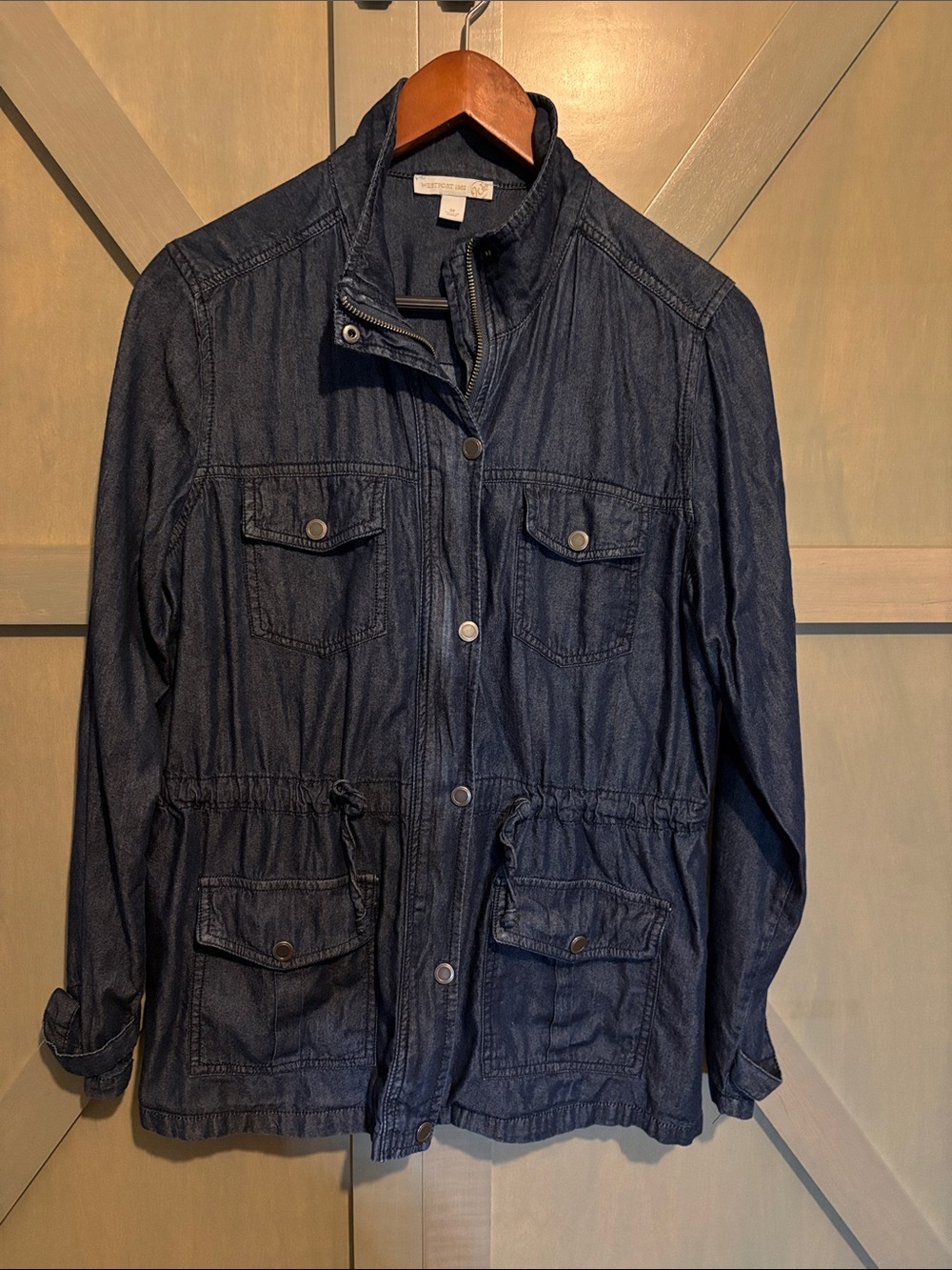 Dark Blue Drawstring Waist Utility Jacket - Unbranded